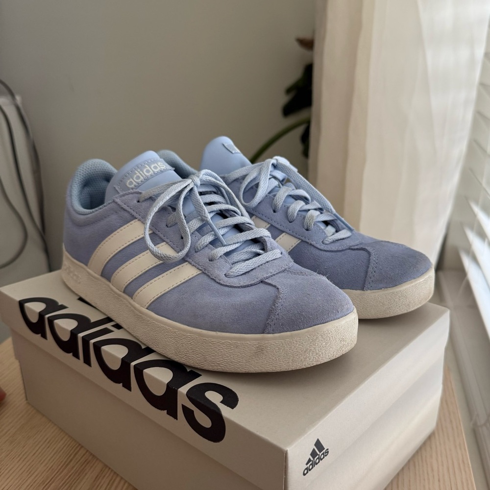adidas Women’s Light Blue and White Sneakers - Picture 1 of 7